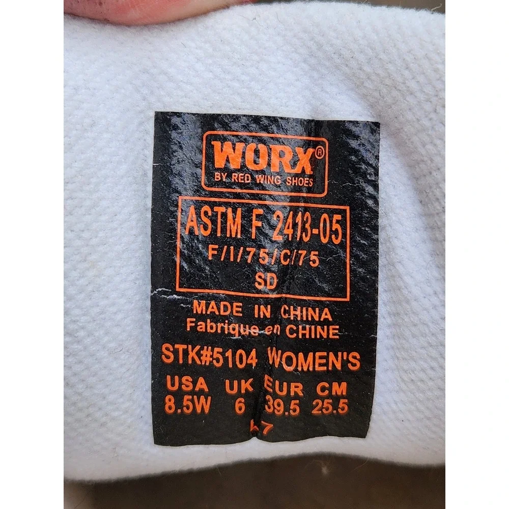 Worx Red Wing Shoes Safety Sneakers Tan‎ Burgundy Steel Toe 5104 Women 8.5W